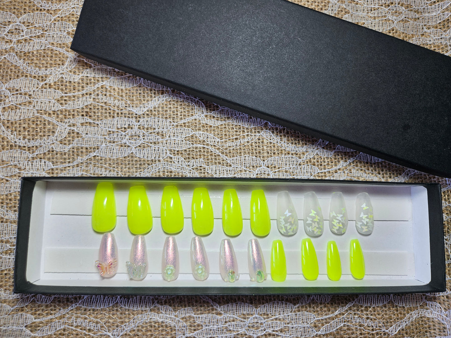 Butterfly & neon green set π* Medium coffin*