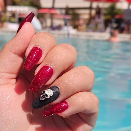 Black and red set with skull gem 🖤❤️🎲♦️♠️